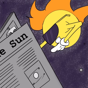 The sun reading a newspaper about the sun.